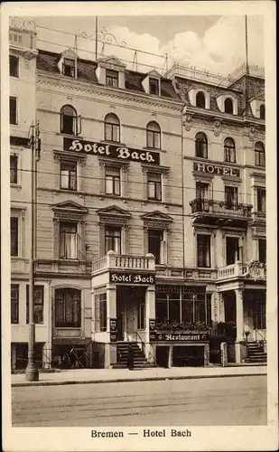 Ak Hansestadt Bremen, Hotel Bach, Bahnhofplatz 12