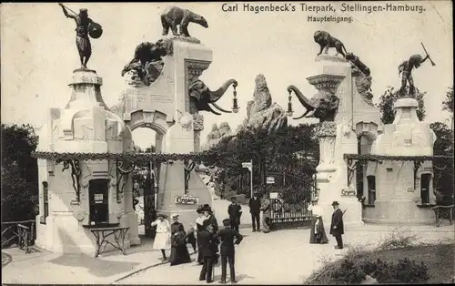 Ak Hamburg Eimsbüttel Stellingen, Carl Hagenbecks Tierpark, Haupteingang