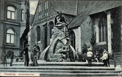 Ak Flensburg in Schleswig Holstein, Bismarckbrunnen