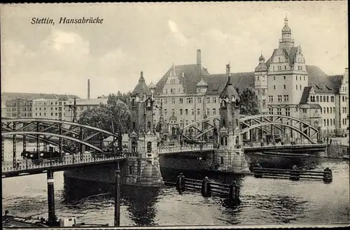 Ak Szczecin Stettin Pommern, Hansabrücke