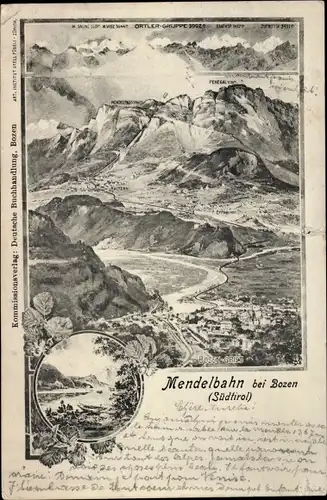 Ak Bozen Bolzano Südtirol, Mendelbahn, Gesamtansicht