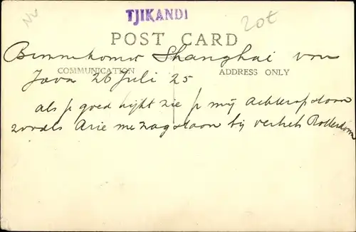 Foto Ak Shanghai China, Frachtschiff Tjikandi im Hafen 1925