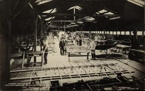 Foto Ak Fort George New York USA, Lovelace Thompson Aeroplane & Motor Works