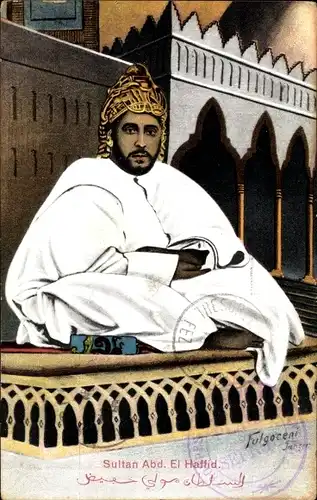 Künstler Ak Fulgoceni, Marokko, Sultan Abd. El Haffid, Portrait