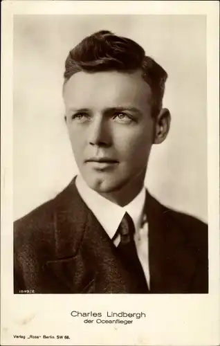 Ak Pilot Charles Lindbergh, Portrait, Atlantiküberquerung