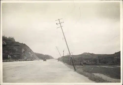 Foto Hongkong China, Straßenpartie mit Strommasten
