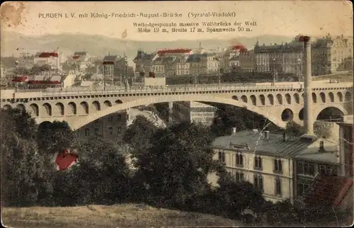 Ak Plauen Vogtland, Friedrich August Brücke, Syratal Viadukt
