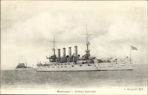 Ak US Amerikanisches Kriegsschiff, USS Washington, Croiseur, Battleship