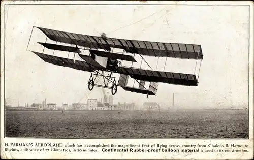 Ak H. Farman's Aeroplane, Flugzeug, Flugpioniere, Biplan