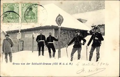 Ak La Schlucht Vosges, Deutsch Französische Grenze, Frontiere, Winter