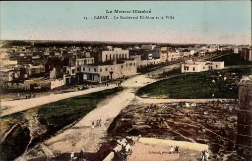 Ak Rabat Marokko, Le Boulevard El-Alou et la Ville