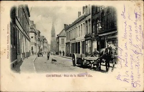 Ak Kortrijk Courtrai Westflandern, Rue de la Basse Ville
