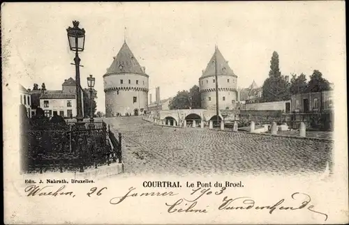 Ak Kortrijk Courtrai Westflandern, Le Pont du Broel