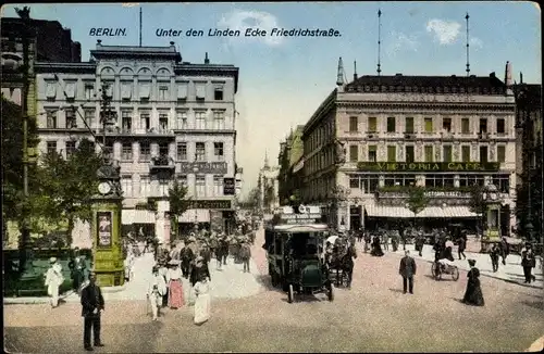 Ak Berlin Mitte, Unter den Linden Ecke Friedrichstraße, Victoria Cafe