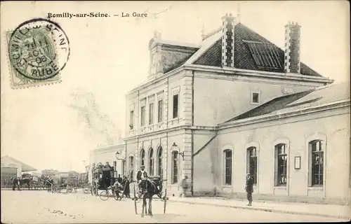 Ak Romilly sur Seine Aube, La Gare