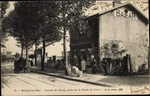 Ak Noisy le Sec Seine Saint Denis, Avenue de Bondy prise de la Route de Paris