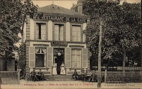 Ak Verneuil Eure, Hotel de la Gare