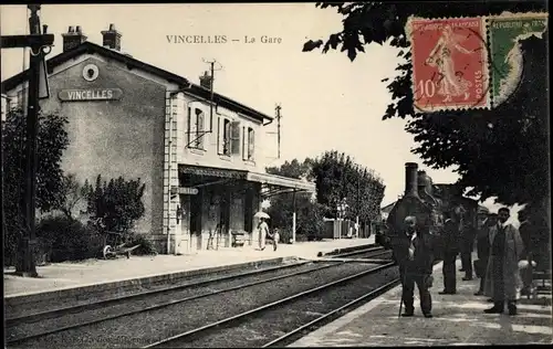 Ak Vincelles Yonne, La Gare, Eisenbahn
