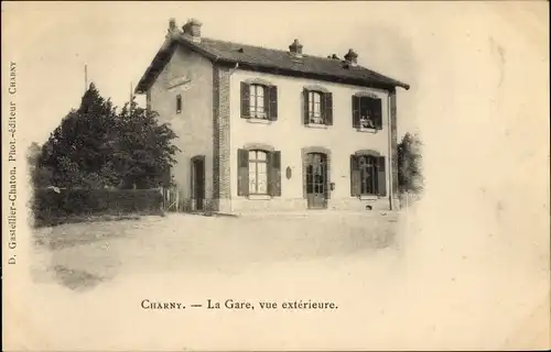 Ak Charny Yonne, La Gare, vue exterieure