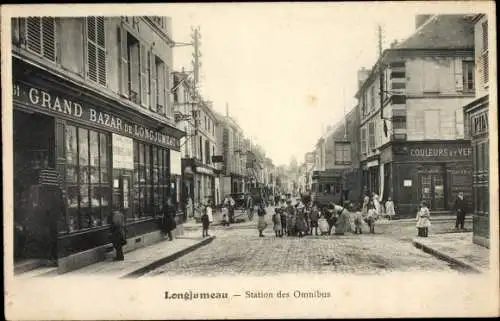 Ak Longjumeau Essonne, Station des Omnibus, Grand Bazar