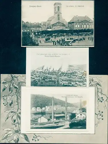 Leporello Ak Longwy Haut Meurthe et Moselle, Porte de France, Porte de Bourgogne, Grande Rue