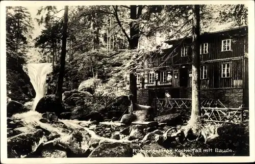 Ak Piechowice Kiesewald Riesengebirge Schlesien, Kochelfall mit Baude