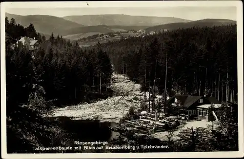 Ak Karpacz Górny Brückenberg Krummhübel Riesengebirge Schlesien, Talsperrenbaude, Teichränder, Ort