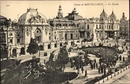 Ak Monte Carlo Monaco, Le Casino, La Façade, Passants