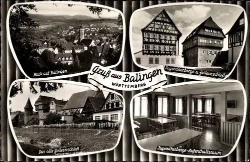 Ak Balingen in Württemberg, Panorama, Jugendherberge und Zollernschloss, Altes Zollernschloss