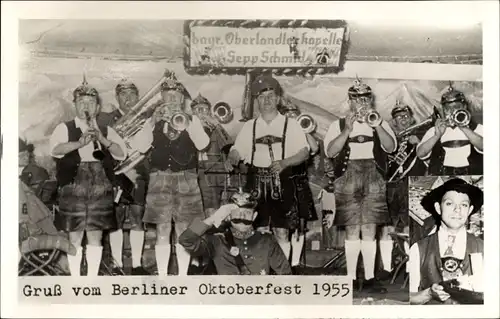 Foto Ak Berlin, Berliner Oktoberfest im Zoo 1955 am Seehundbecken, Oberlandlerkapelle Sepp Schmidt