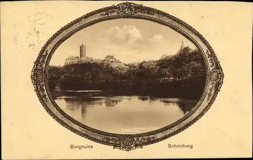 Passepartout Ak Schönburg an der Saale Burgenlandkreis, Burgruine Schönburg