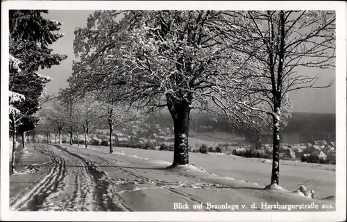 Ak Braunlage im Oberharz, Winteransicht v. d. Harzburgerstraße aus