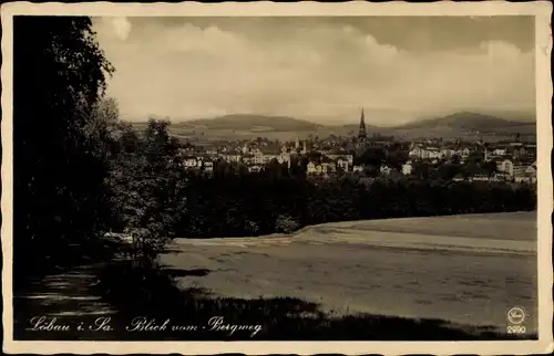 Ak Löbau in Sachsen, Bild vom Bergweg auf die Stadt
