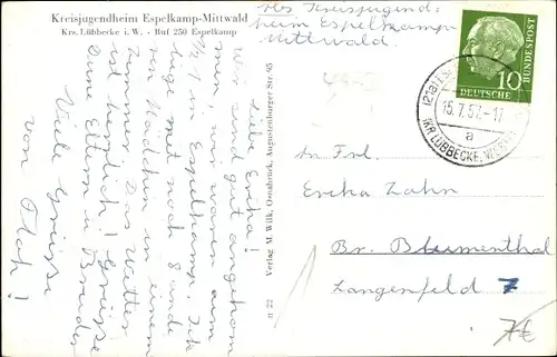 Ak Mittwald Espelkamp in Westfalen, Kreisjugendheim, Badeteich