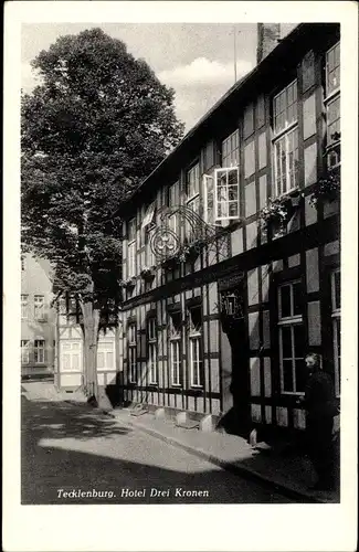 Ak Tecklenburg, Hotel Drei Kronen von außen, Eingang