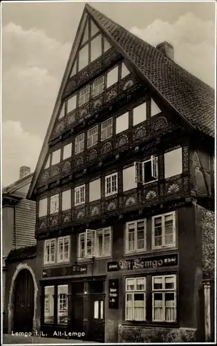 Ak Lemgo in Lippe, Gasthaus Alt Lemgo, Außenansicht, verzierte Fassade