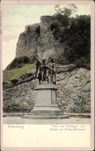 Ak Bad Münster am Stein, Ebernburg, Franz von Sickingen und Ulrich von Hutten-Denkmal