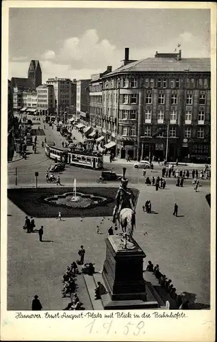 Ak Hannover in Niedersachsen, Ernst August Platz mit Blick in die Bahnhofstraße