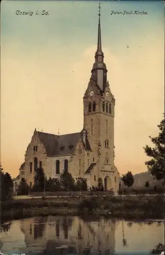 Ak Coswig in Sachsen, Peter-Paul-Kirche, Außenansicht