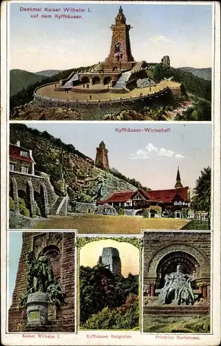 Ak Steinthaleben Kyffhäuserland in Thüringen, Kaiser Wilhelm I. Denkmal, Wirtschaft, Barbarossa