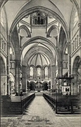 Ak Koblenz am Rhein, Inneres der Herz-Jesu-Kirche, Mittelschiff, Kanzel, Altar