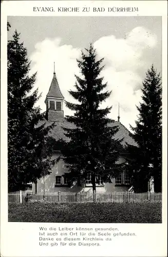 Ak Bad Dürrheim im Schwarzwald, Evang Kirche, Gedicht