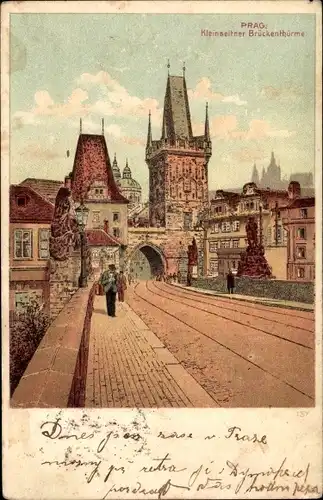 Litho Praha Prag Tschechien, Kleinseitner Brückentürme