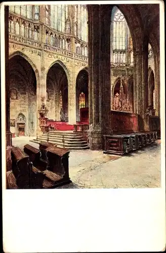 Künstler Ak Blazlcek, Praha Prag Tschechien, St. Veits-Dom, Innenansicht