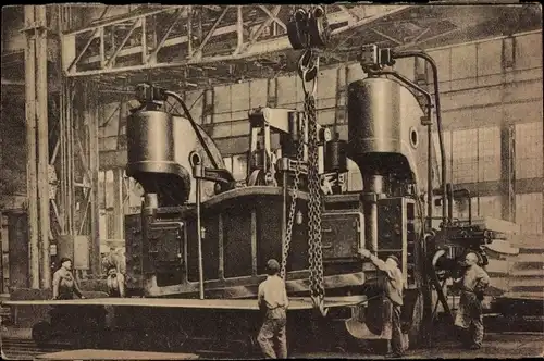 Ak Essen im Ruhrgebiet Krupps Fabrik, Hydraulische Blechschere