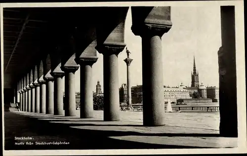 Ak Stockholm Schweden, Motiv fran Stadshusträdgarden