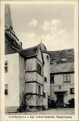 Ak Schlüchtern in Hessen, kgl. Lehrer Seminar, Haupteingang