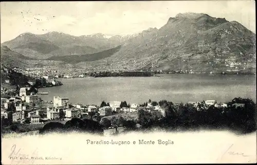 Ak Paradiso Lugano Kanton Tessin, Gesamtansicht, Monte Boglia