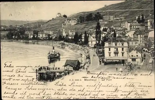 Ak Montreux Kanton Waadt Schweiz, Le Port, Dampfer