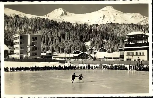 Ak Arosa Kanton Graubünden Schweiz, Eisbahn Obersee